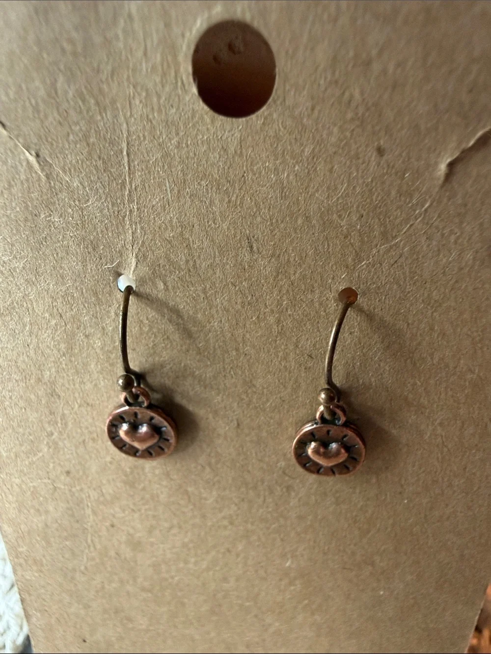 Copper Heart Drop Earrings - Women Jewelry